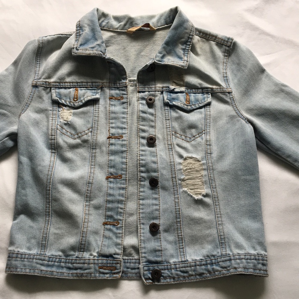 Distressed Light Washed Denim Jacket